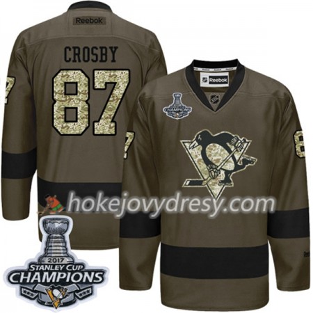 Pánské Hokejový Dres Pittsburgh Penguins Sidney Crosby 87 Adidas 2017-2018 Camo Zelená 2017 Stanley Cup Champions Authentic
